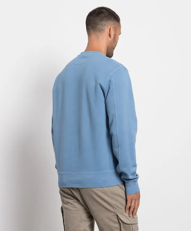 C.P. Company Blue sweatshirt with logo embroidery