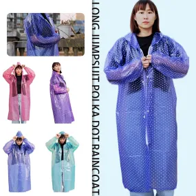 Cute Dots Raincoat Women Poncho Waterproof Rain Wear Outdoor Coat Jacket Suit