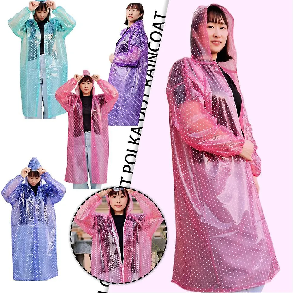 Cute Dots Raincoat Women Poncho Waterproof Rain Wear Outdoor Coat Jacket Suit