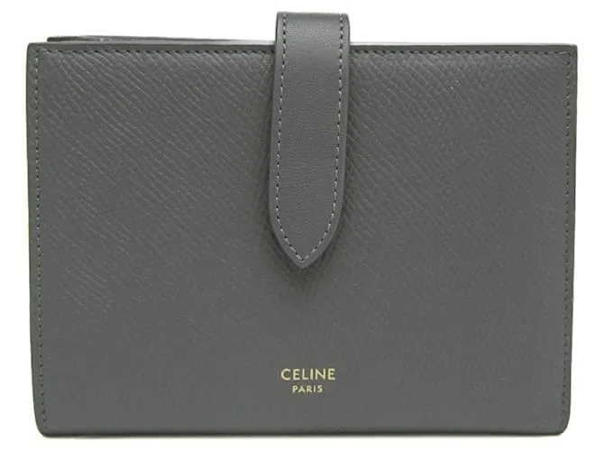 Céline Billetera bi-fold mediana con correa Celine Gris antracita 