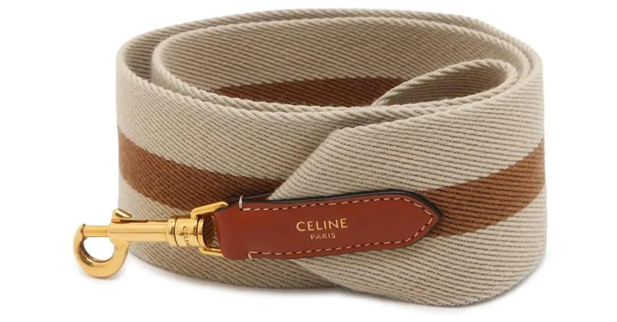 Céline Correa de hombro Celine en lona Castaño Beige 