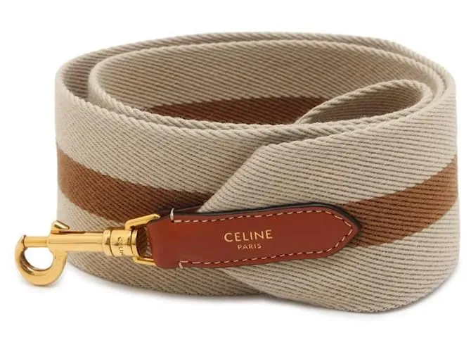 Céline Correa de hombro Celine en lona Castaño Beige 