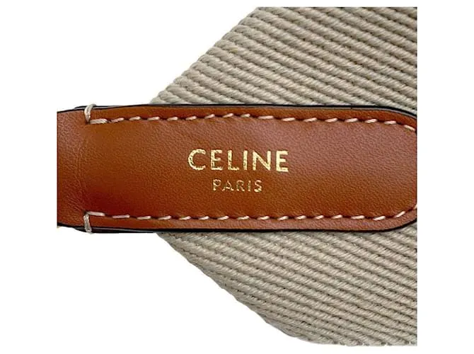 Céline Correa de hombro Celine en lona Castaño Beige 