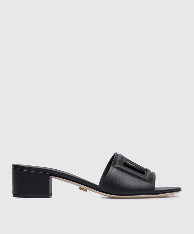 Dolce&Gabbana Black leather mules with DG logo