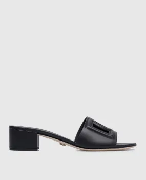 Dolce&Gabbana Black leather mules with DG logo