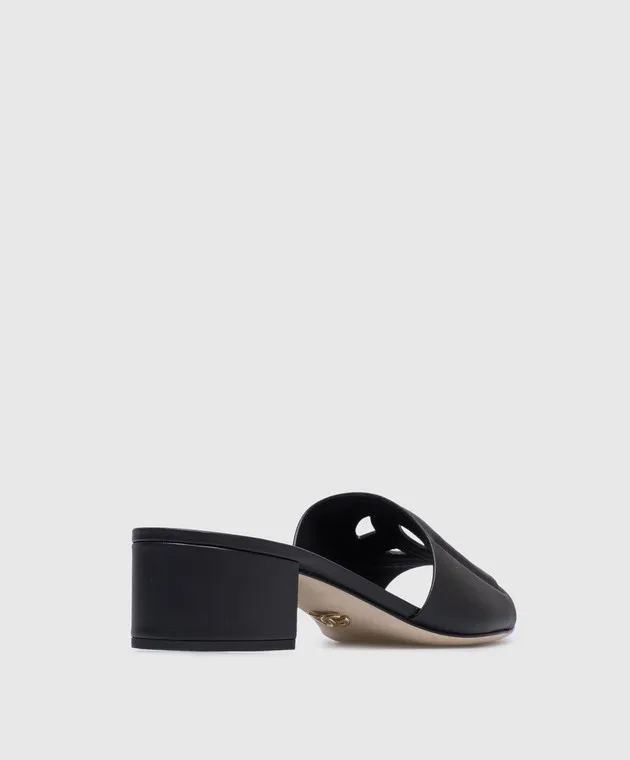 Dolce&Gabbana Black leather mules with DG logo