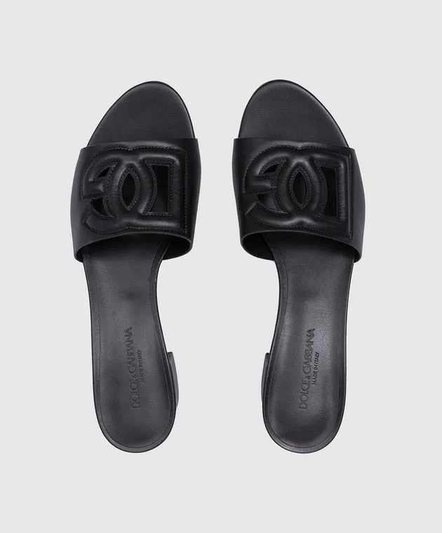 Dolce&Gabbana Black leather mules with DG logo