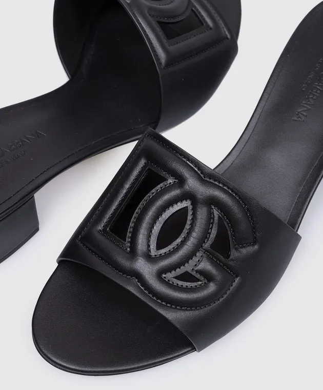 Dolce&Gabbana Black leather mules with DG logo