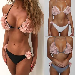 Fashion 3D Flower Petals Women's Summer Sling Swimsuit Hot Bikinis