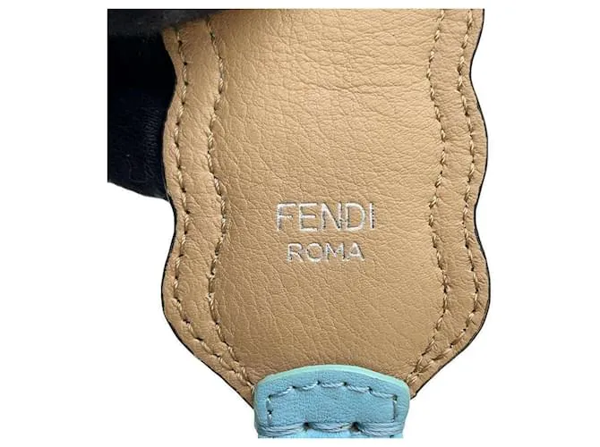 Fendi Correa de Hombro Tú Studs Cuero Castaño Azul 