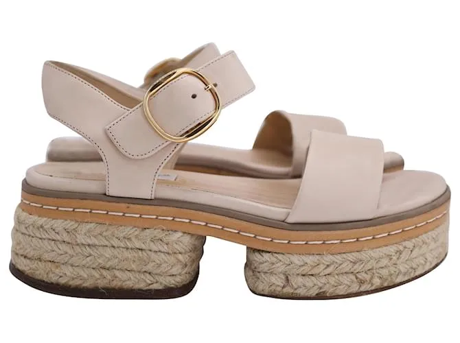 Gabriela Hearst Sandalias Ryka con tira al tobillo en piel de becerro color beige 