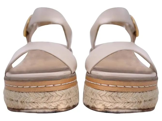 Gabriela Hearst Sandalias Ryka con tira al tobillo en piel de becerro color beige 