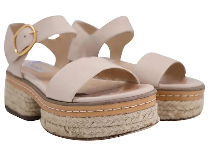 Gabriela Hearst Sandalias Ryka con tira al tobillo en piel de becerro color beige 