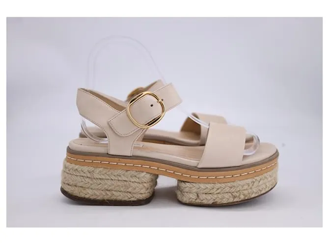 Gabriela Hearst Sandalias Ryka con tira al tobillo en piel de becerro color beige 