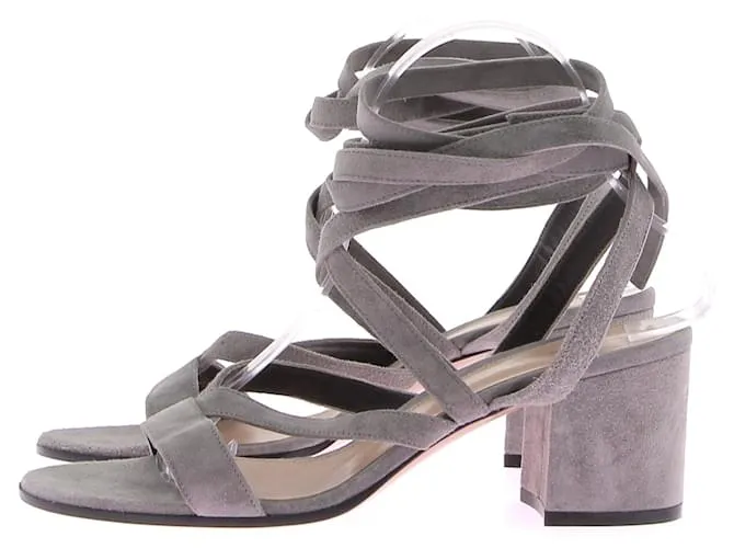 GIANVITO ROSSI Sandalias T.EU 38.5 Piel Gris 