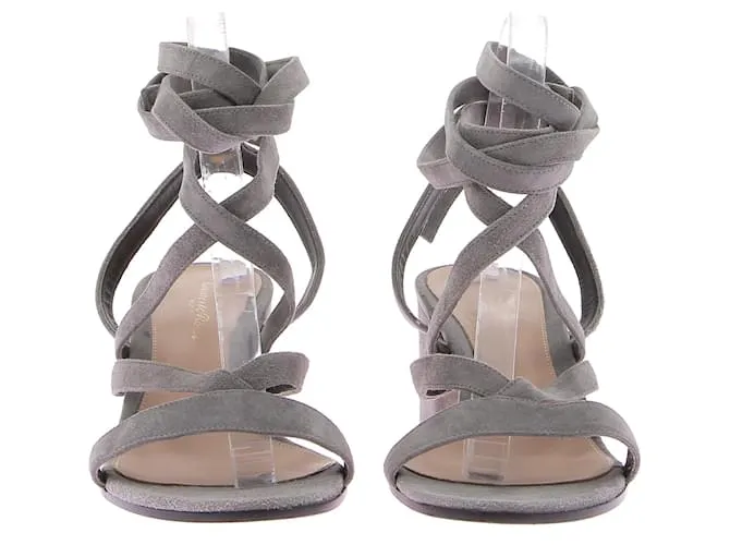 GIANVITO ROSSI Sandalias T.EU 38.5 Piel Gris 