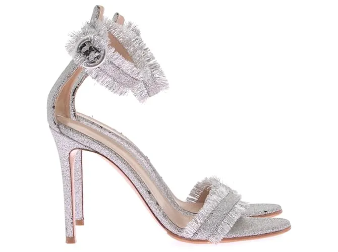 GIANVITO ROSSI Sandalias T.EU 38.5 Piel Plata 