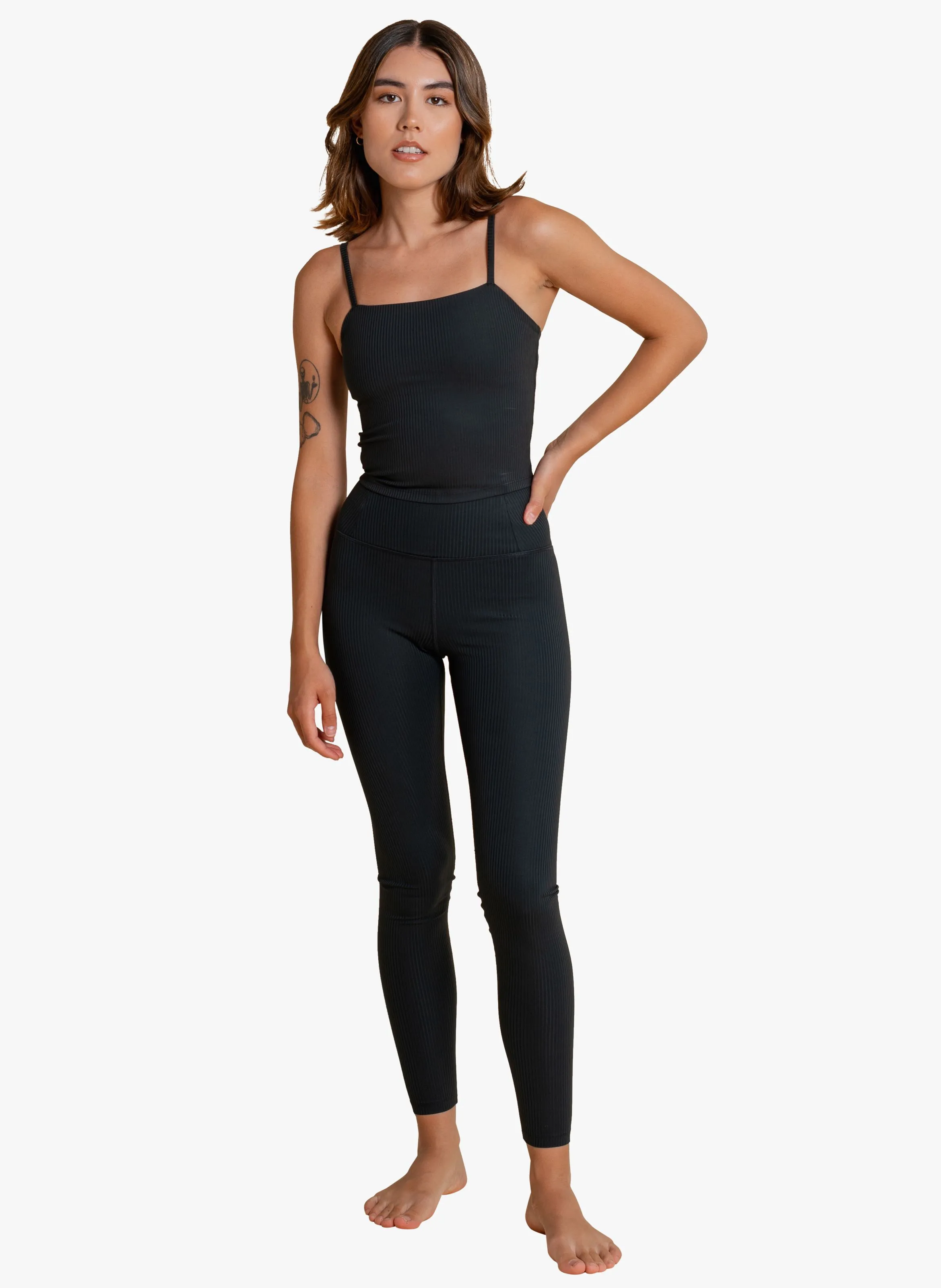 GIRLFRIEND COLLECTIVE Legging deportivo de canalé en negro