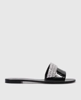 Giuseppe Zanotti Black patent mules Roll with crystals