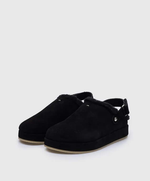 Giuseppe Zanotti Trixi black suede mules with fur