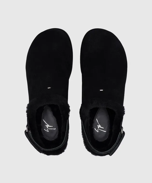 Giuseppe Zanotti Trixi black suede mules with fur