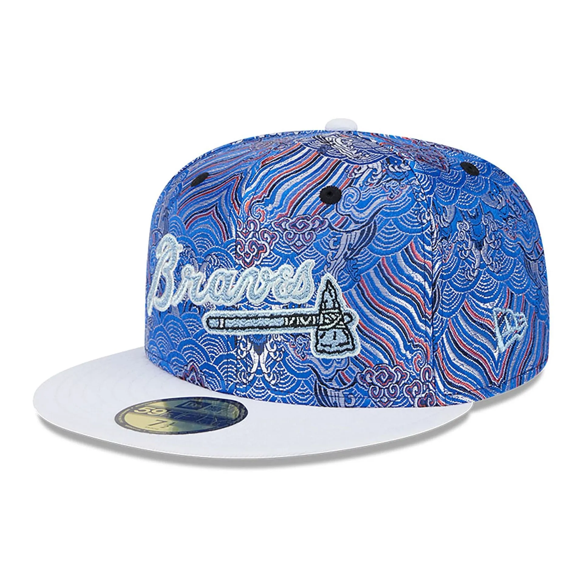 Gorra ajustada Atlanta Braves Wave Fill All Over Print en azul 59FIFTY