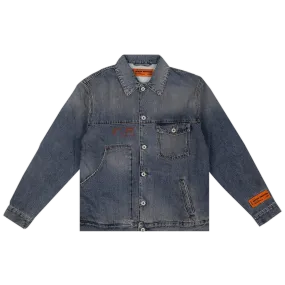 HERON PRESTON Washed Denim Logo Worker Jacket