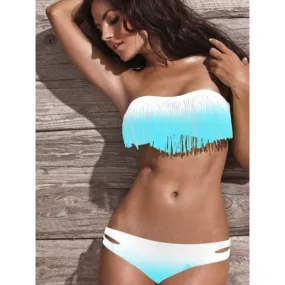 Hot Sexy Gradient Tassel Bikinis Swimsuit