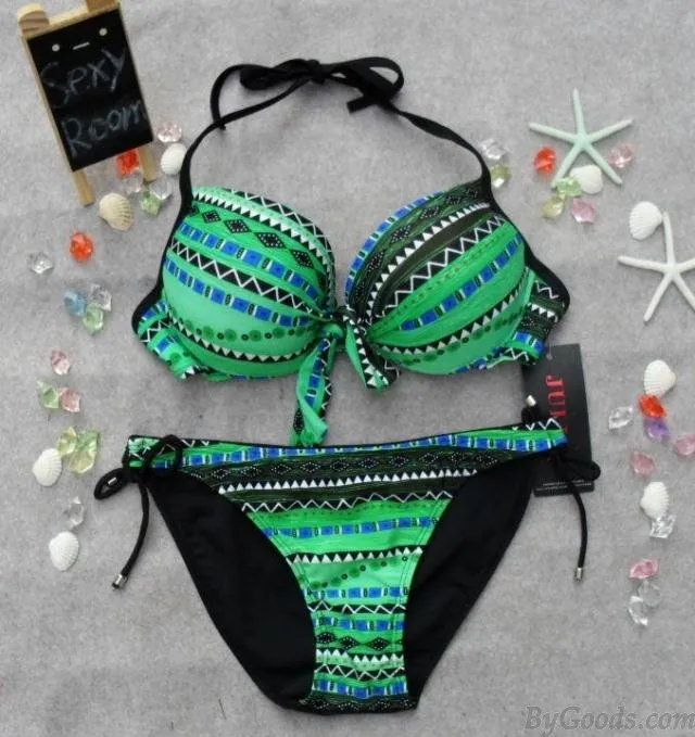 Hot Sexy sequined Padded Bandeau Bikinis Swimsuit