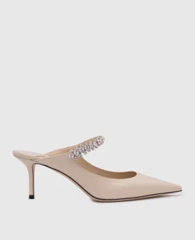 Jimmy Choo Bing patent leather mules in beige with crystals