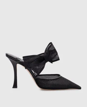 Jimmy Choo BROOK 100 black leather mules with a bow