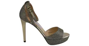 Jimmy Choo Kayden Platform Sandalias con correa en el tobillo en brillo dorado 