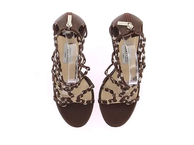 JIMMY CHOO Sandalias T.EU 38.5 Piel Castaño 