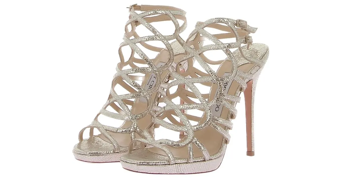 JIMMY CHOO Sandalias T.EU 38.5 Piel Dorado 