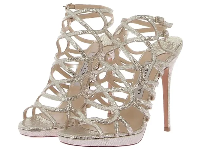 JIMMY CHOO Sandalias T.EU 38.5 Piel Dorado 