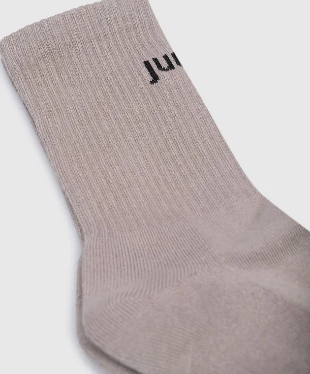 Juun.j Khaki wool socks with logo pattern