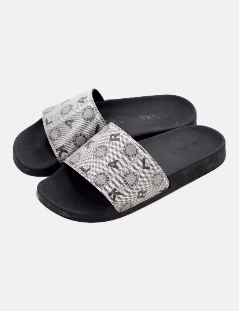 Karl Lagerfeld Chancla negra print logo