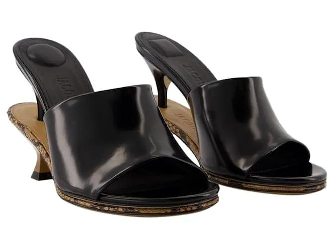 Las Sandalias Dobles Mules - Jacquemus - Cuero - Negro 