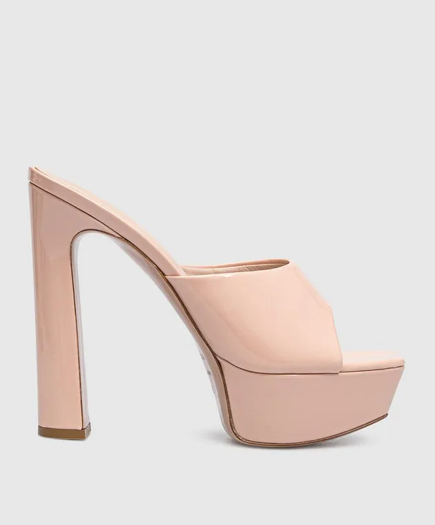 Le Silla Resort beige patent leather mules