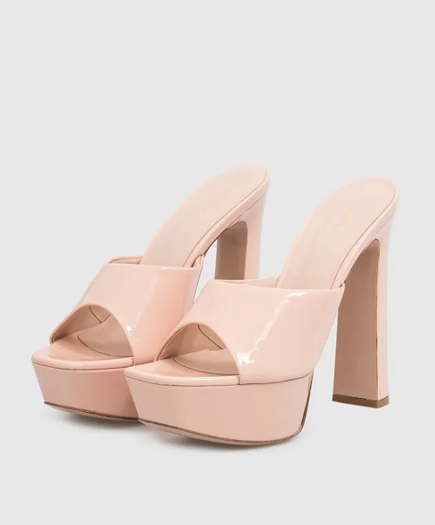 Le Silla Resort beige patent leather mules