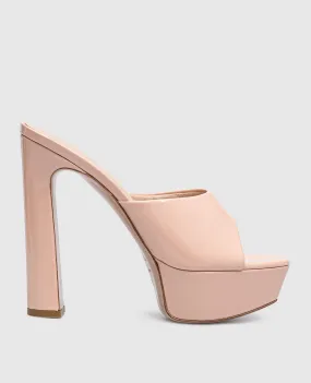 Le Silla Resort beige patent leather mules