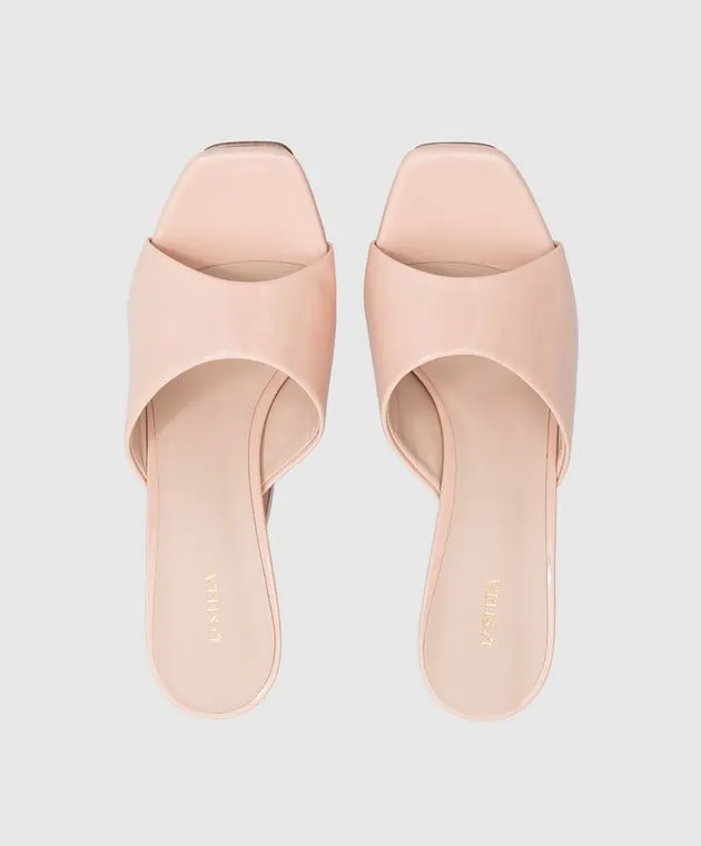 Le Silla Resort beige patent leather mules