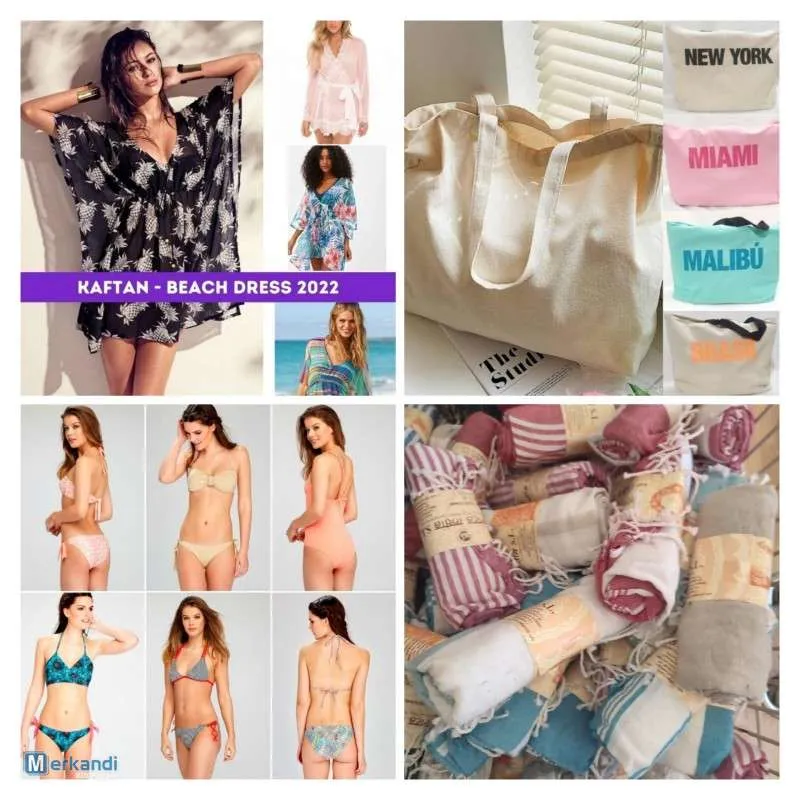 Lote Verano 2022 - Bolsos de playa, bikinis, pareos, vestidos de playa