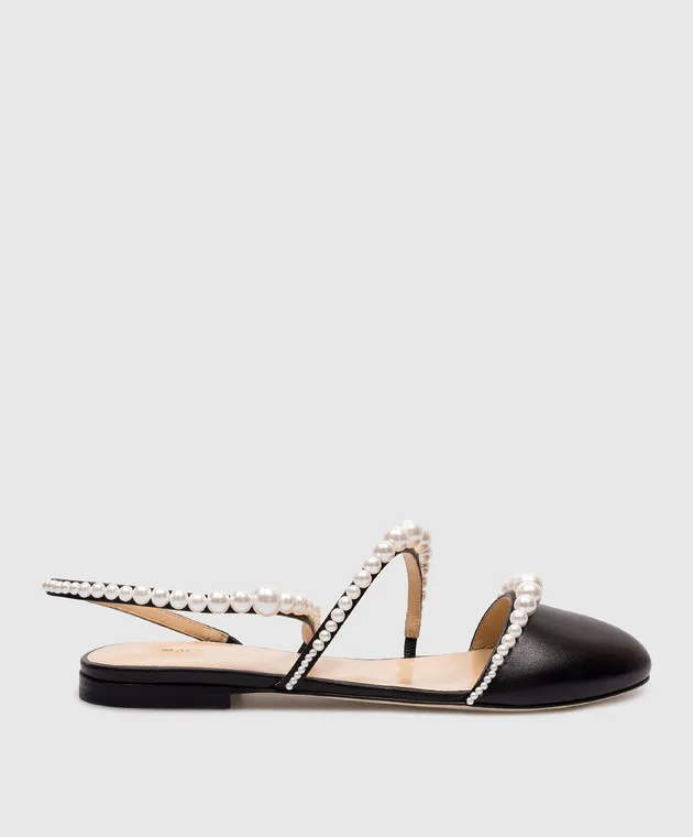 Mach&Mach Sirene black leather beaded mules