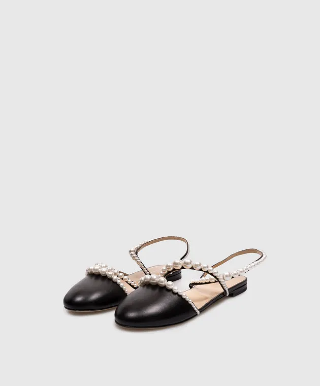 Mach&Mach Sirene black leather beaded mules