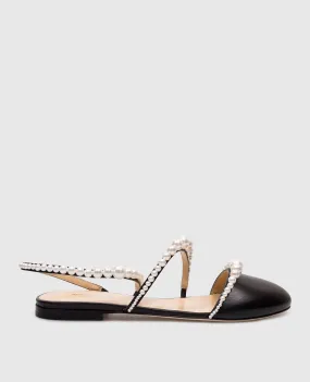 Mach&Mach Sirene black leather beaded mules