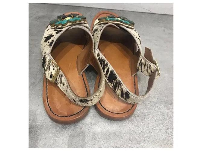 MARNI Sandalias T.UE 37 Piel de becerro estilo potro Beige 