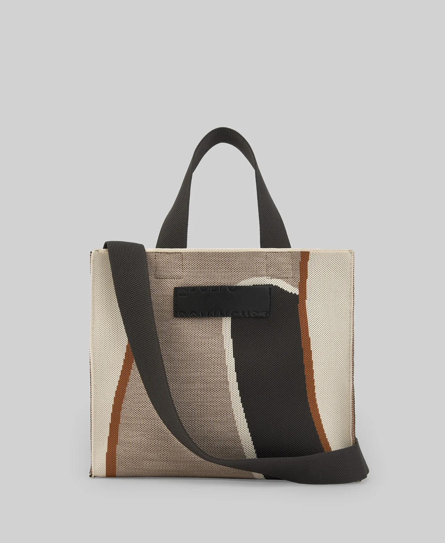 Medium printed bag in knit woman