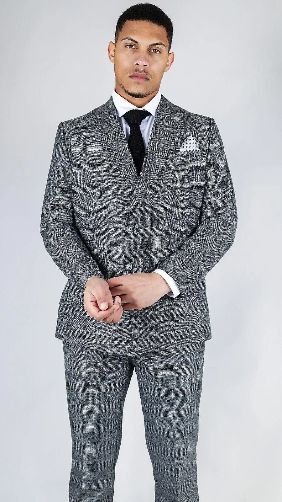 Men's Classic Grey Double Breasted 2-Piece Suit