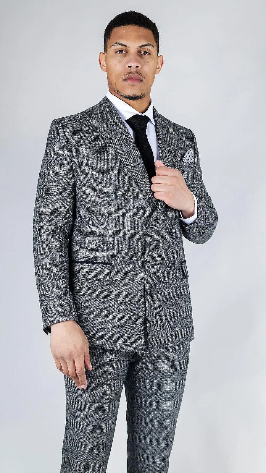 Men's Classic Grey Double Breasted 2-Piece Suit